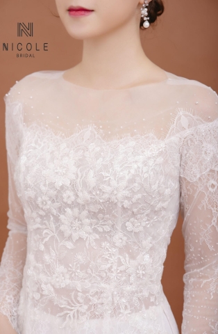 Áo dài cưới màu trắng mã DDTRF81