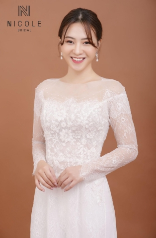 Áo dài cưới màu trắng mã DDTRF81