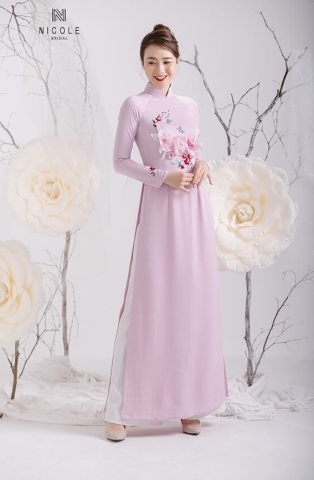 ÁO DÀI CƯỚI HỒNG MẬN DDHMF87