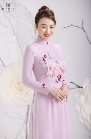 ÁO DÀI CƯỚI HỒNG MẬN DDHMF87