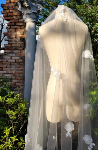 Lúp váy cưới Ren hoa 3D 005 (VEIL005)