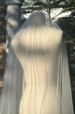 Lúp váy cưới Đá cườm 007 (VEIL007)