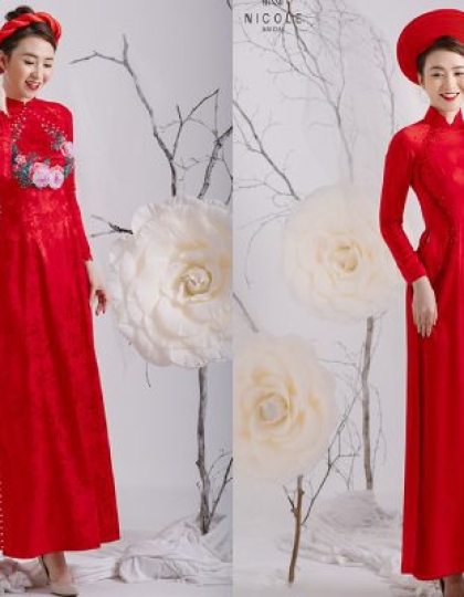 30+ Mẫu Áo dài cưới màu đỏ - Lựa chọn hoàn hảo ngày trọng đại