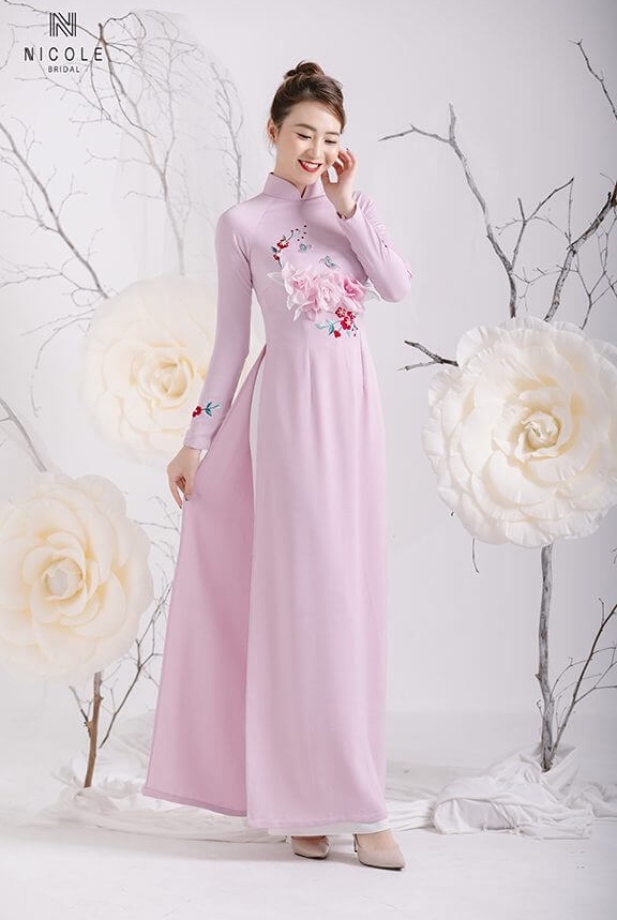ÁO DÀI CƯỚI HỒNG MẬN DDHMF87