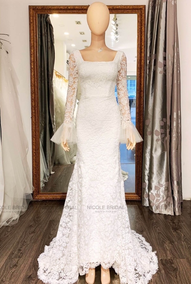Váy thanh lý cổ vuông tay dài TL23008