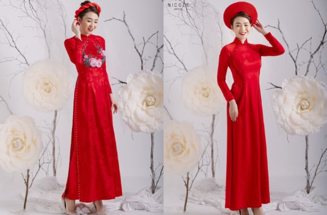 30+ Mẫu Áo dài cưới màu đỏ - Lựa chọn hoàn hảo ngày trọng đại