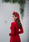 ÁO DÀI CƯỚI NHUNG ĐỎ DDDOF83