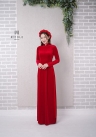 ÁO DÀI CƯỚI NHUNG ĐỎ DDDOF83