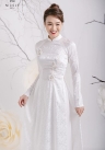 ÁO DÀI CƯỚI TRẮNG GẤM DDTRF88