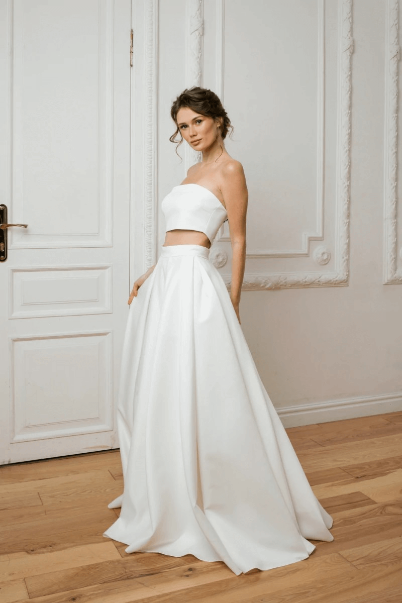crop bridesmaid dresses top wedding dress - The modern wedding dress bride must try! Pink