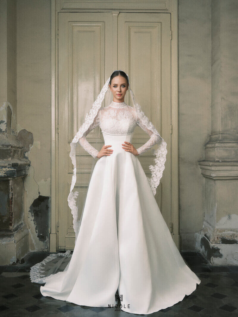 dress for wedding for bride Long Sleeve Lace Boho High Neck Ivory Custom Size Range Inca by Grace Loves Lace RARB2213 45 Chic Long Sleeve Wedding