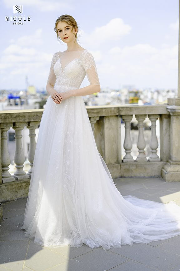 Mẫu váy cưới chữ A đẹp nhất 2024 từ Nicole Bridal