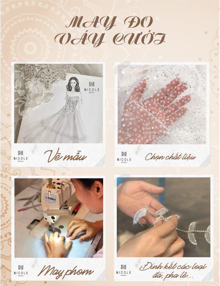 may-vay-cuoi-3 Quy trình may đo váy cưới tại Nicole Bridal