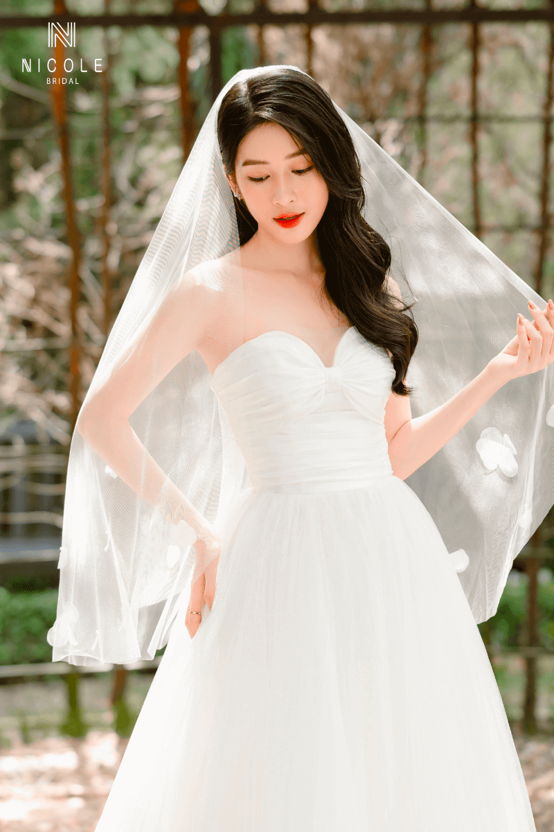 váy cưới phi trơn đơn giản phong cách hàn quốc