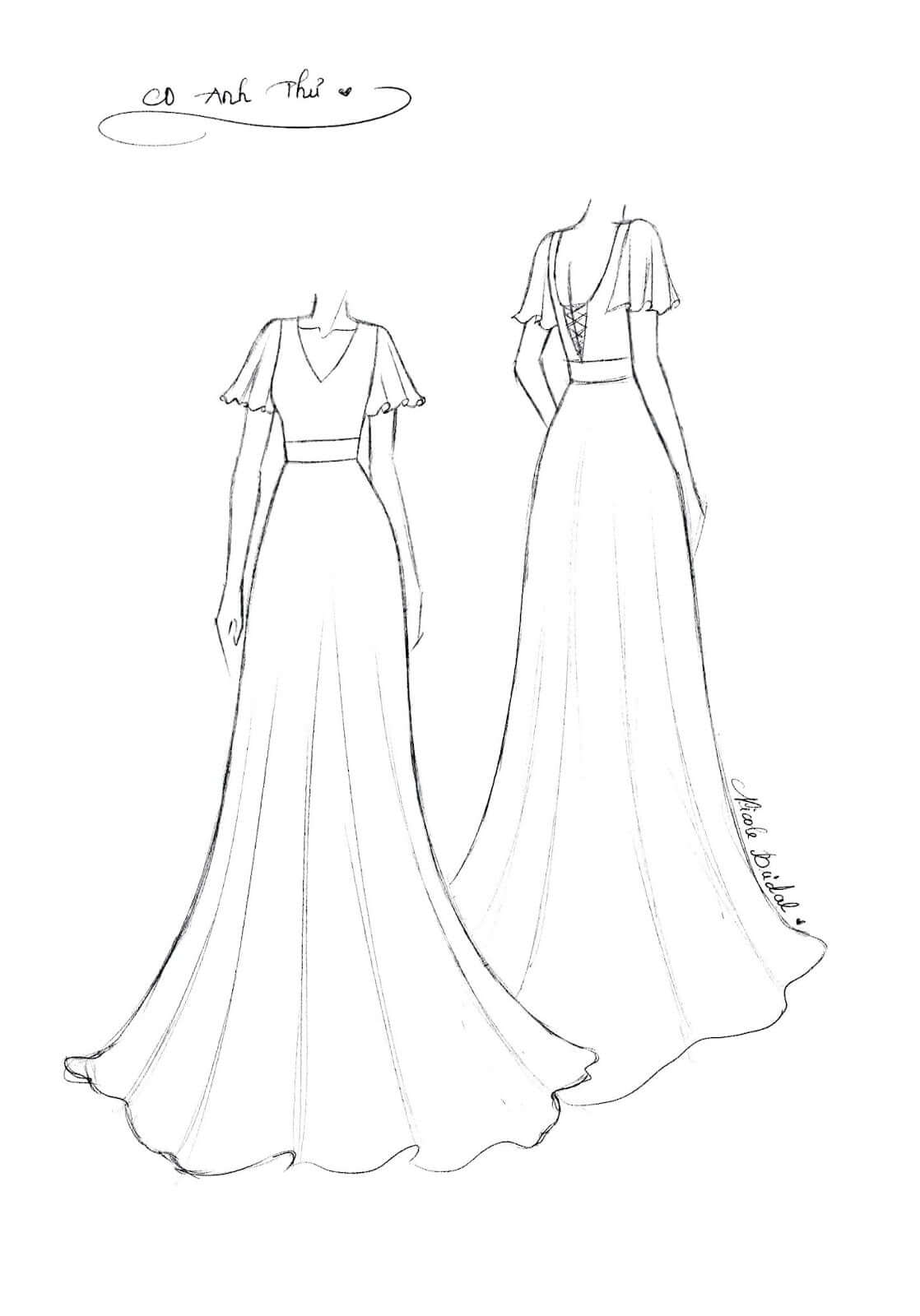 simple wedding dress sketch
