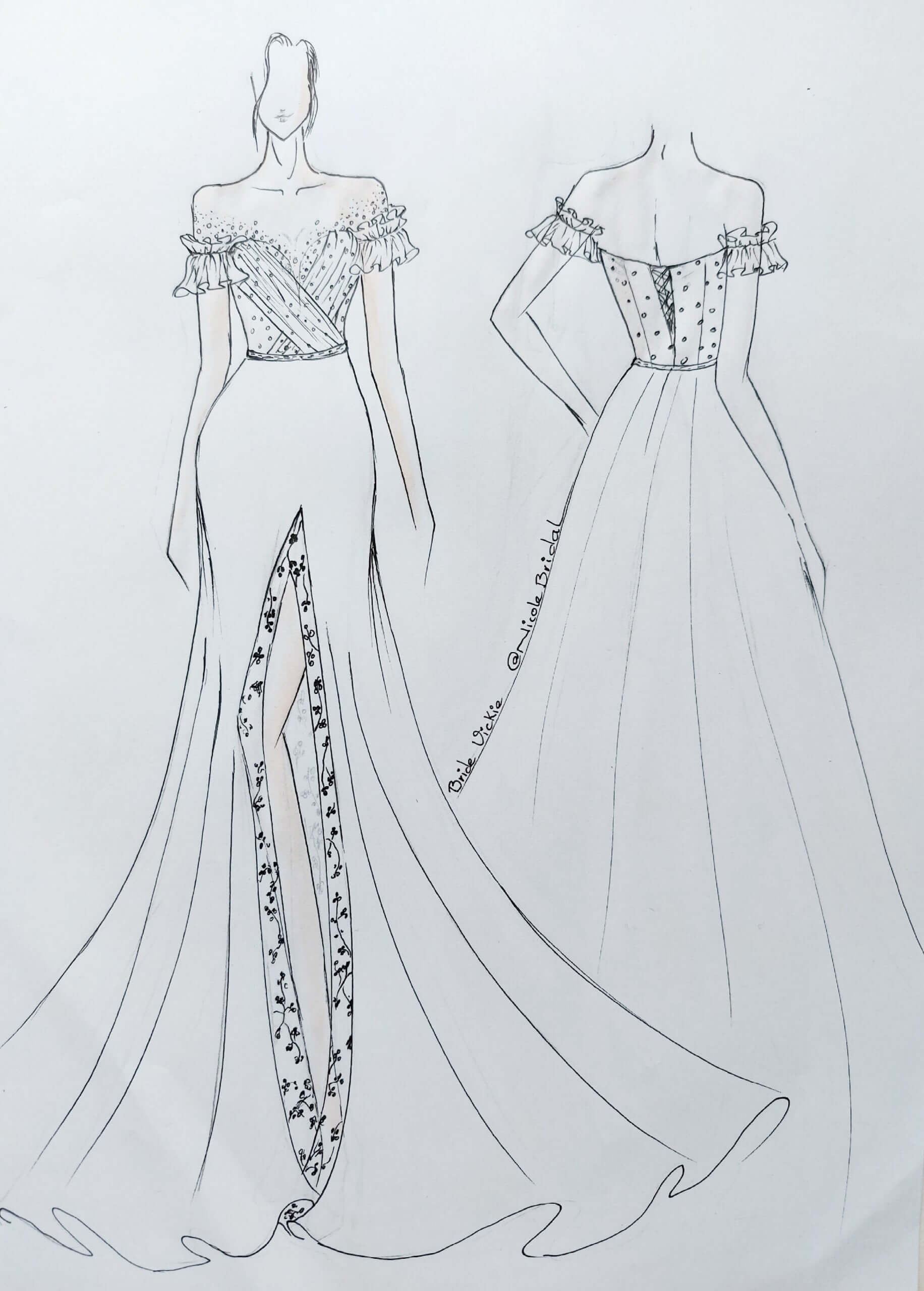 Cách vẽ váy cưới đẹp rất đơn giản  Hướng dẫn vẽ váy cưới bằng bút chì   How to draw wedding dress  YouTube
