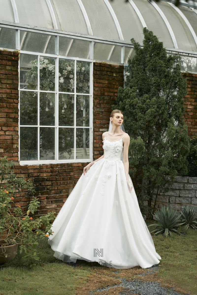 Beaded Off-the-shoulder Organza Tulle Cute Bridal Gown - VQ