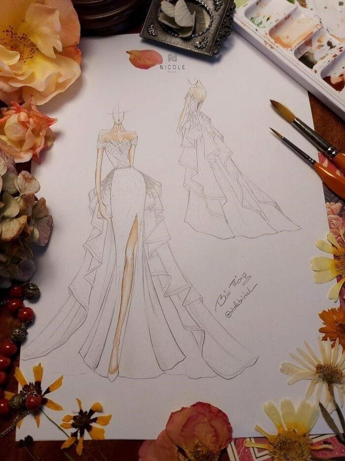 bản vẽ váy cưới