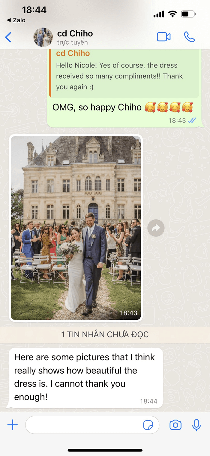 Những lời chia sẻ của nàng dâu về chiếc váy cưới định mệnh của nàng.