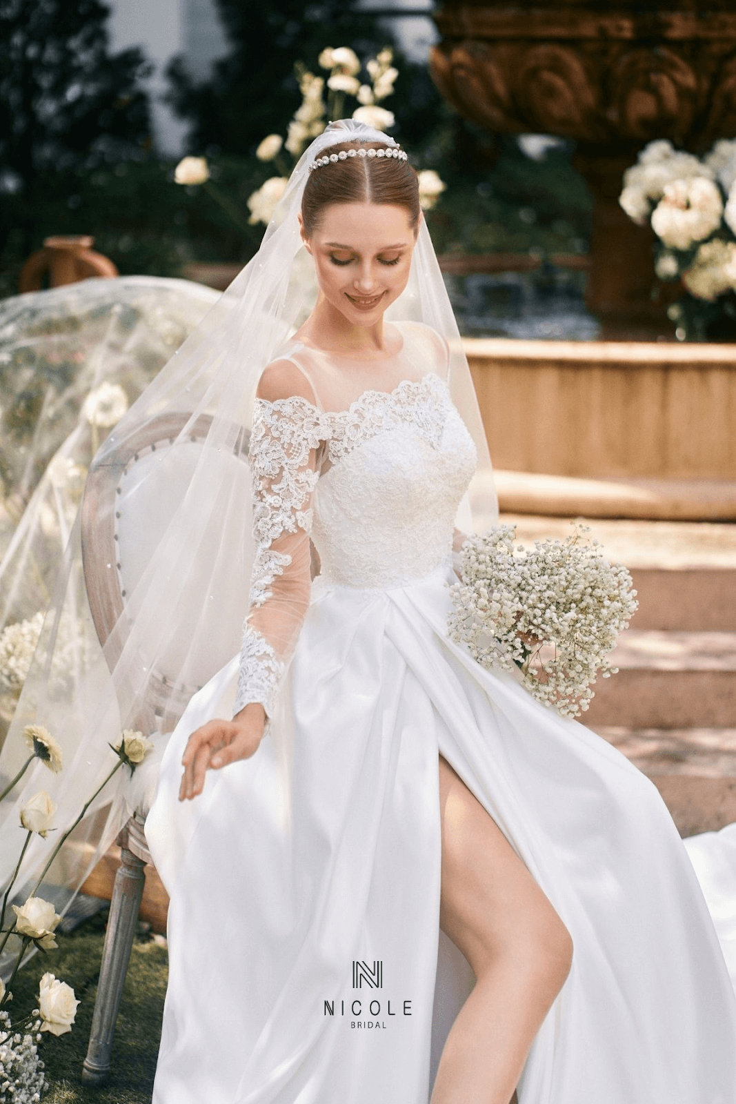 Delicate lace sleeve wedding dresses for the future brides in 2024.