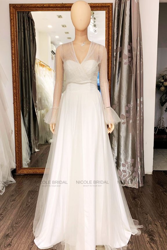 The 2 in 1 satin wedding dress TL23001