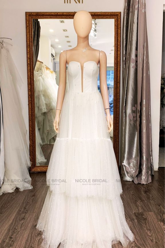 The V neck wedding dress TL23007