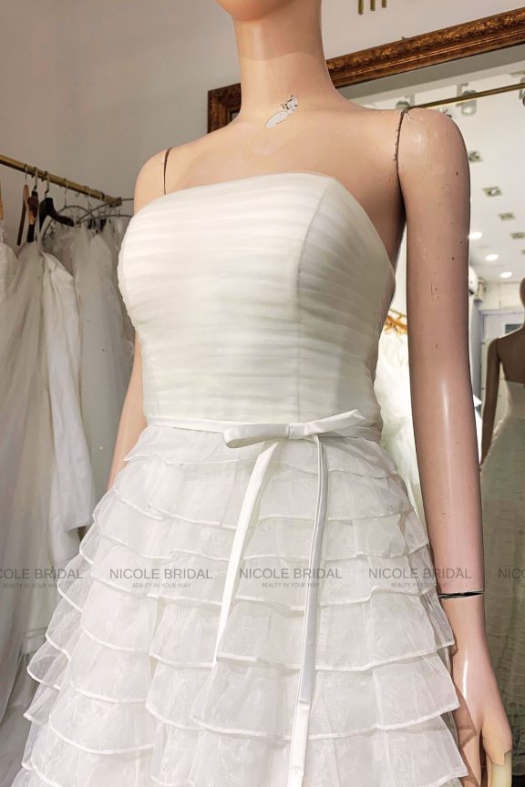 A layered bust strapless wedding dress TL23006