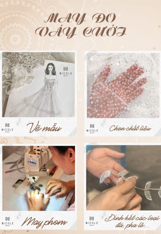 may-vay-cuoi-3 Quy trình may đo váy cưới tại Nicole Bridal
